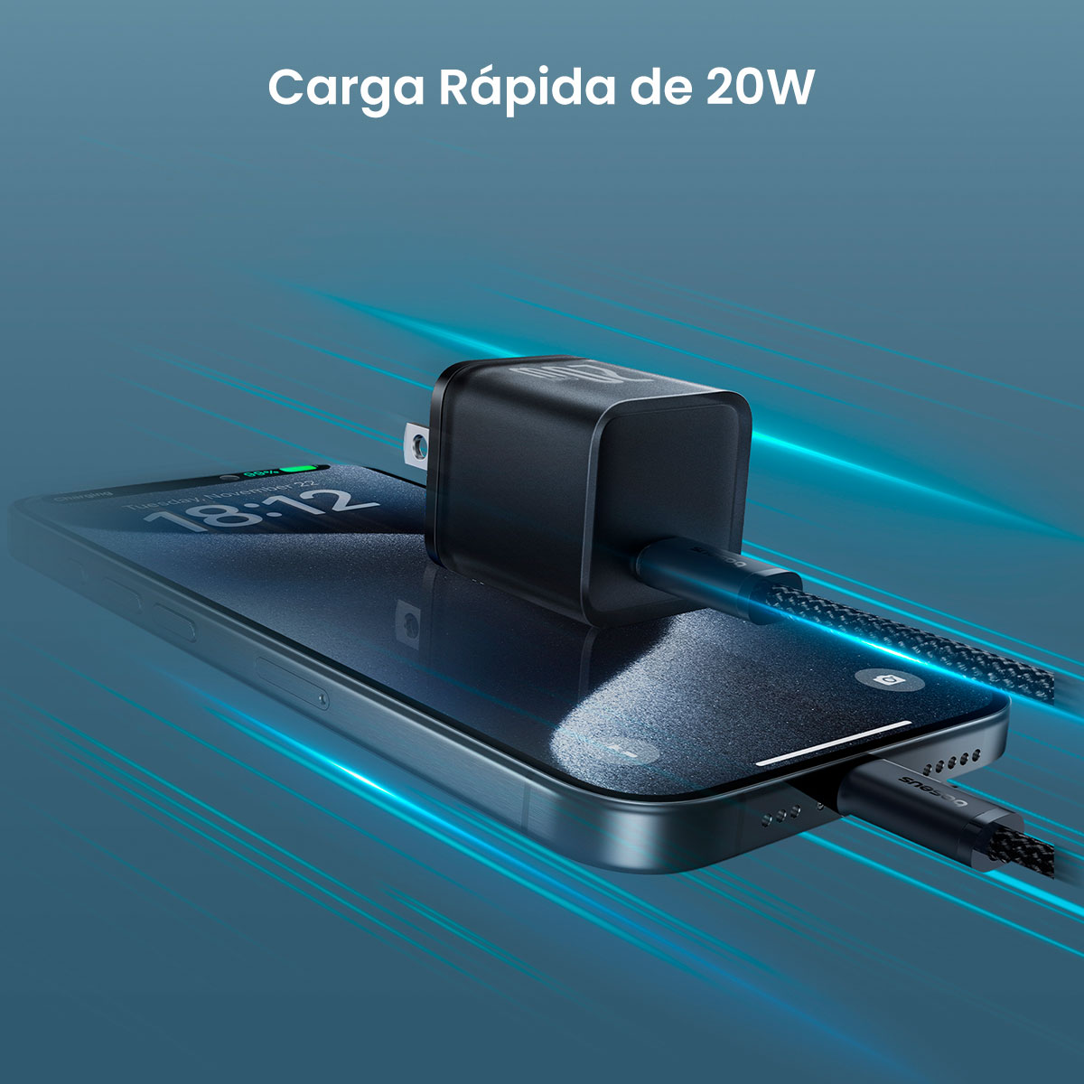 Foto 3 | Cargador USB C de 20 W Baseus Gan5s Carga Rápida Negro