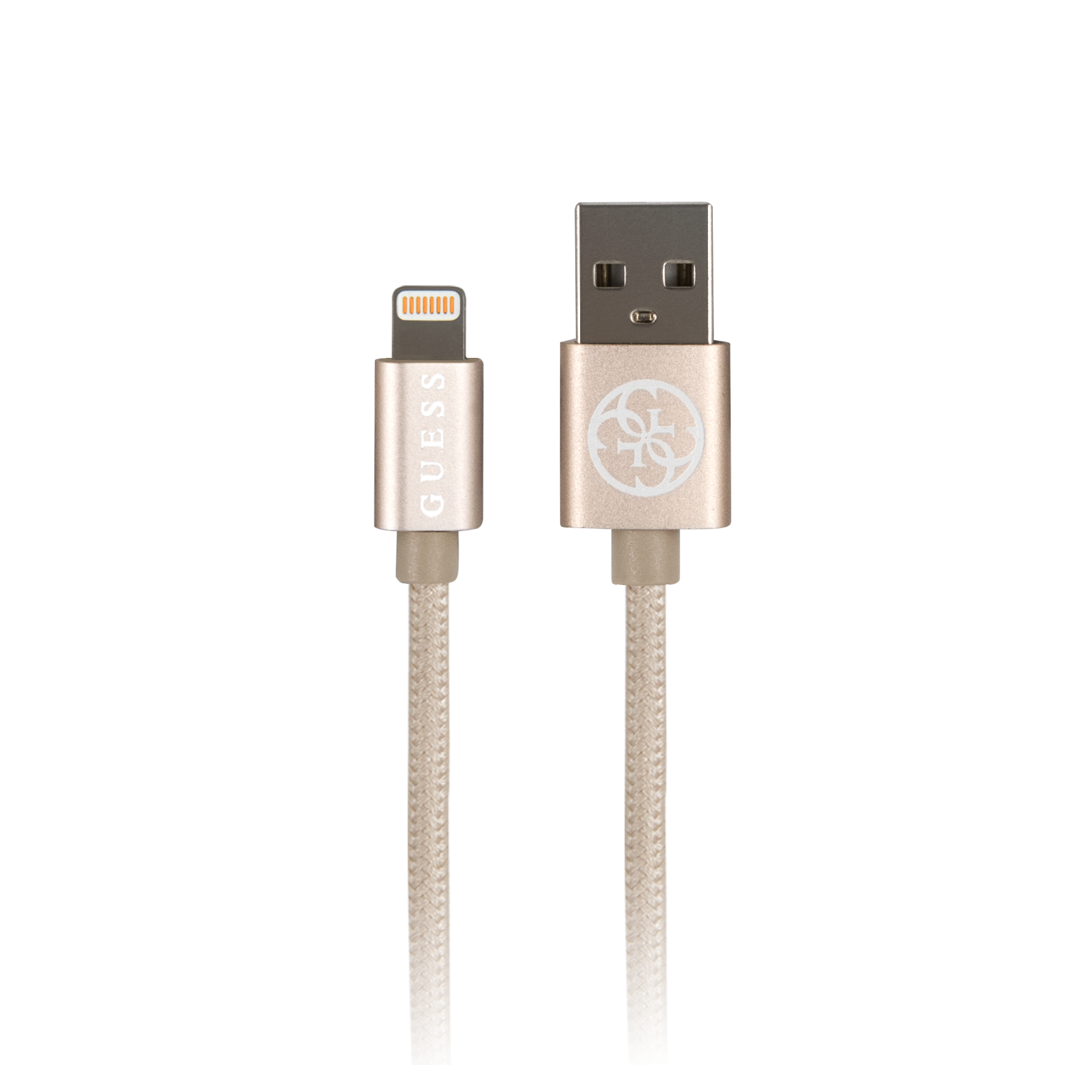 Foto 2 pulgar | Cable Lightning Guess Tejido Dorado 1.5 m