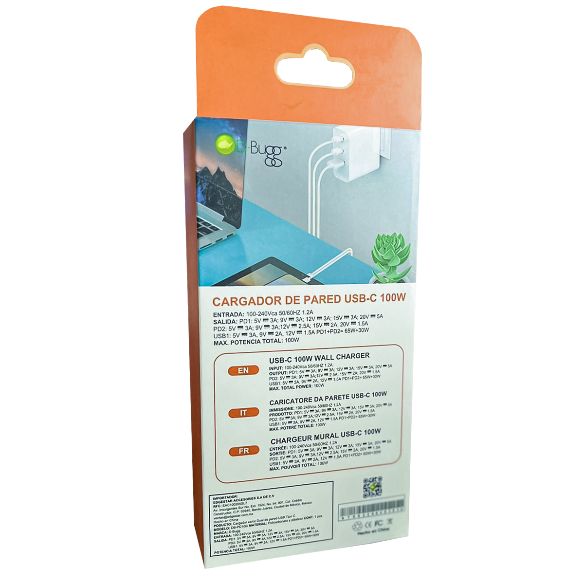 Foto 5 pulgar | Cargador de Pared D-Bugg Tipo C de 100 W