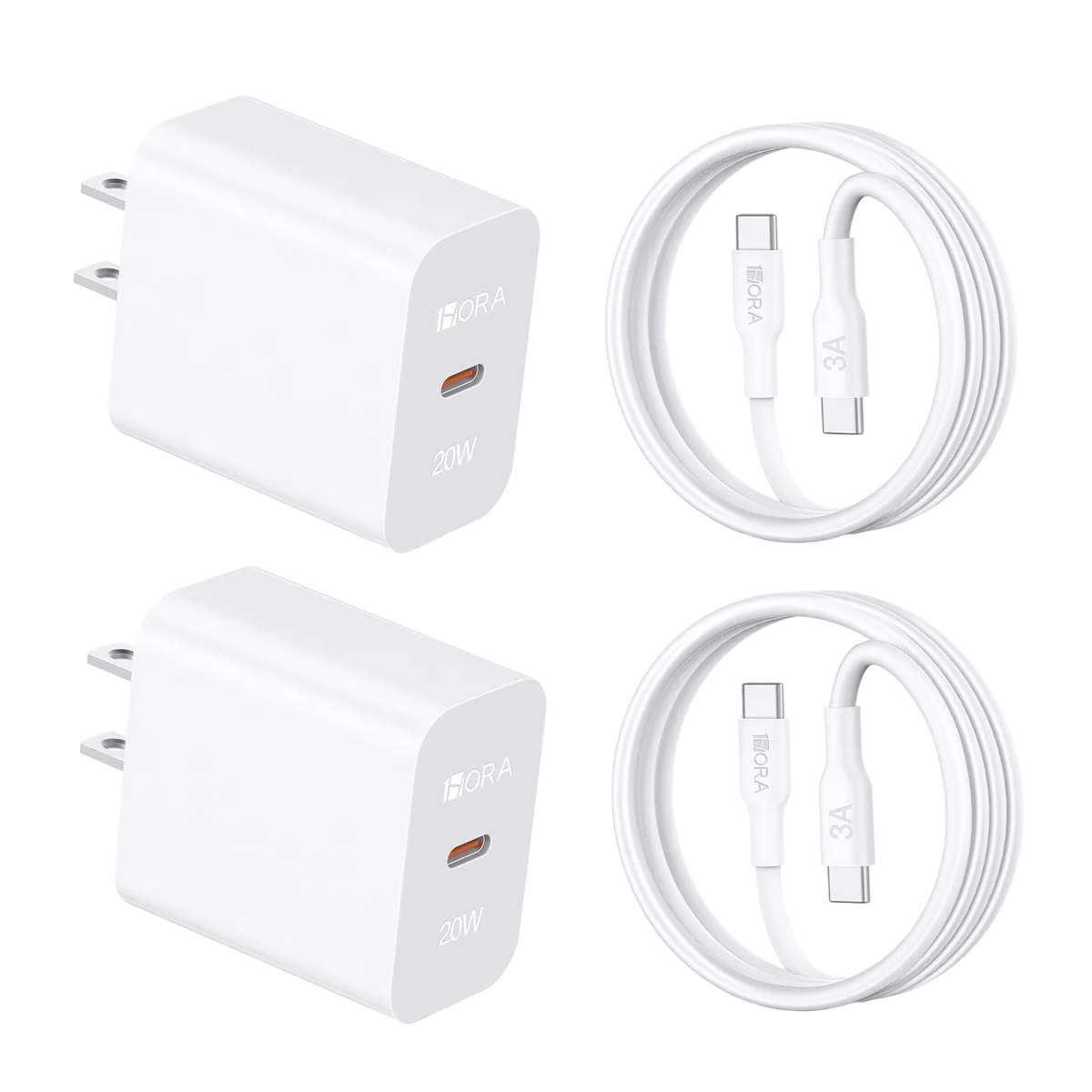 2 Cargadores Tipo C Carga Rápida PD 20w con Cable C a C 1Hora Compatible con iPhone 15 - Samsung - Xiaomi