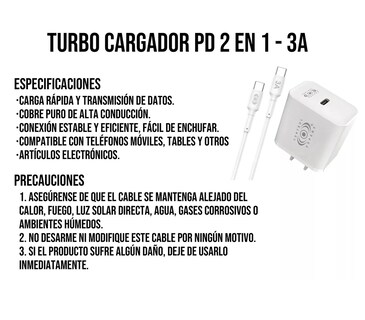 Foto 3 | Cargador Turbo De Carga Rápida Tipo C 20w Cable Tipo C Color Blanco