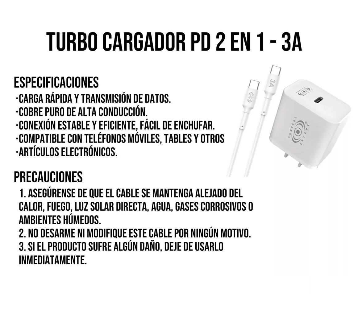 Foto 4 pulgar | Cargador Turbo De Carga Rápida Tipo C 20w Cable Tipo C  Color Blanco