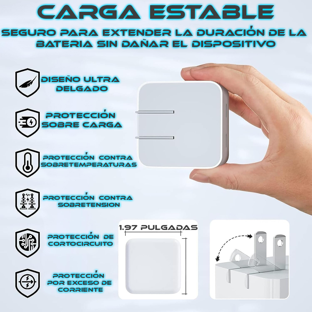 Foto 3 pulgar | Cargador Doble Para Iphone De 50w Tipo Usb+c Lightning