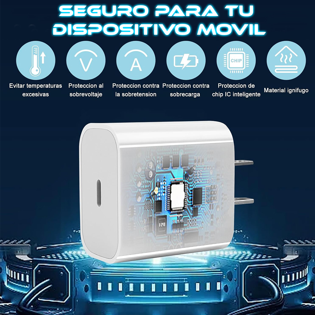 Foto 3 pulgar | Cargador Tipo C De 20w Compatible Para Iphone 15 Pro