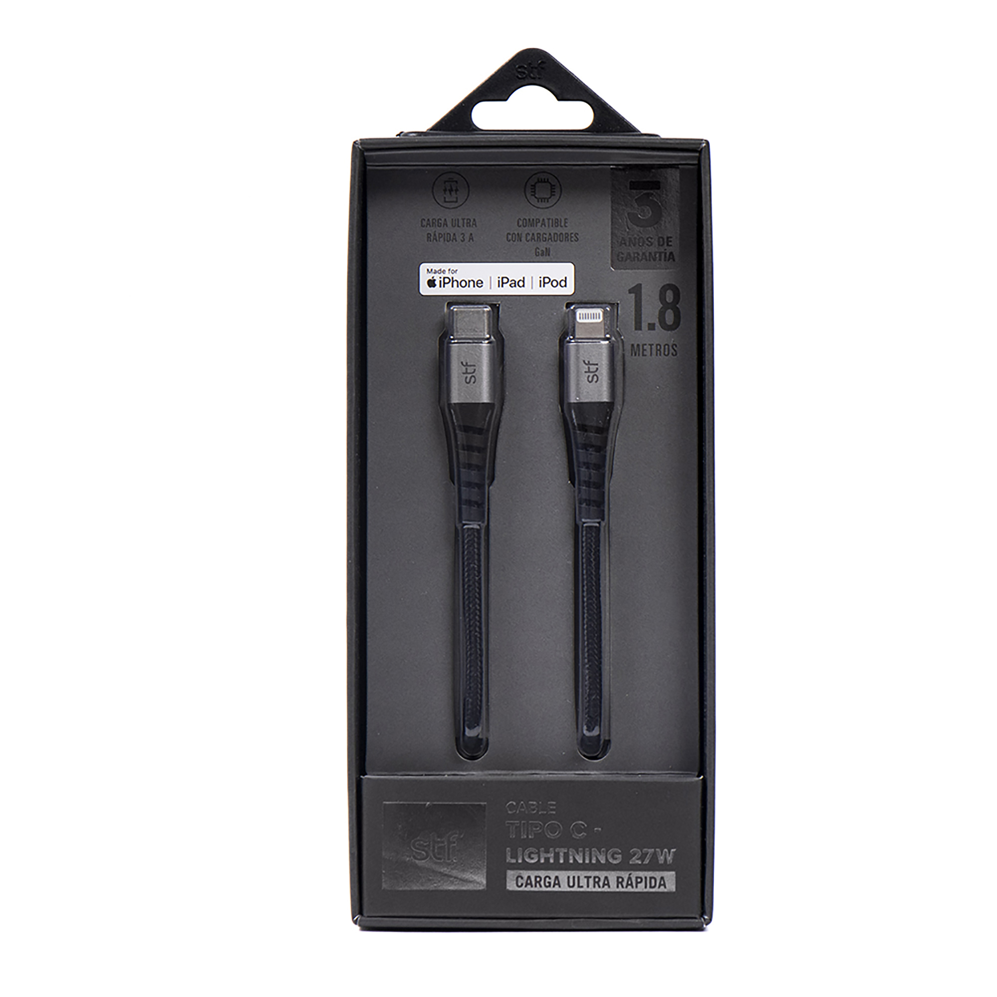 Foto 4 pulgar | Cable Tipo C A Lightning Stf A36786 Negro 27w 1.8m