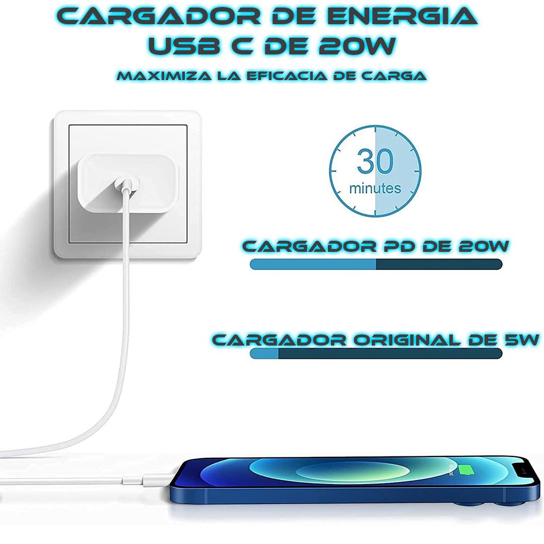 Foto 3 pulgar | Cargador Tipo Lightning De 20w Compatible Para Iphone 14 Pro