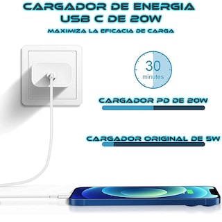 Foto 2 | Cargador Tipo Lightning De 20w Compatible Para Iphone 14 Pro