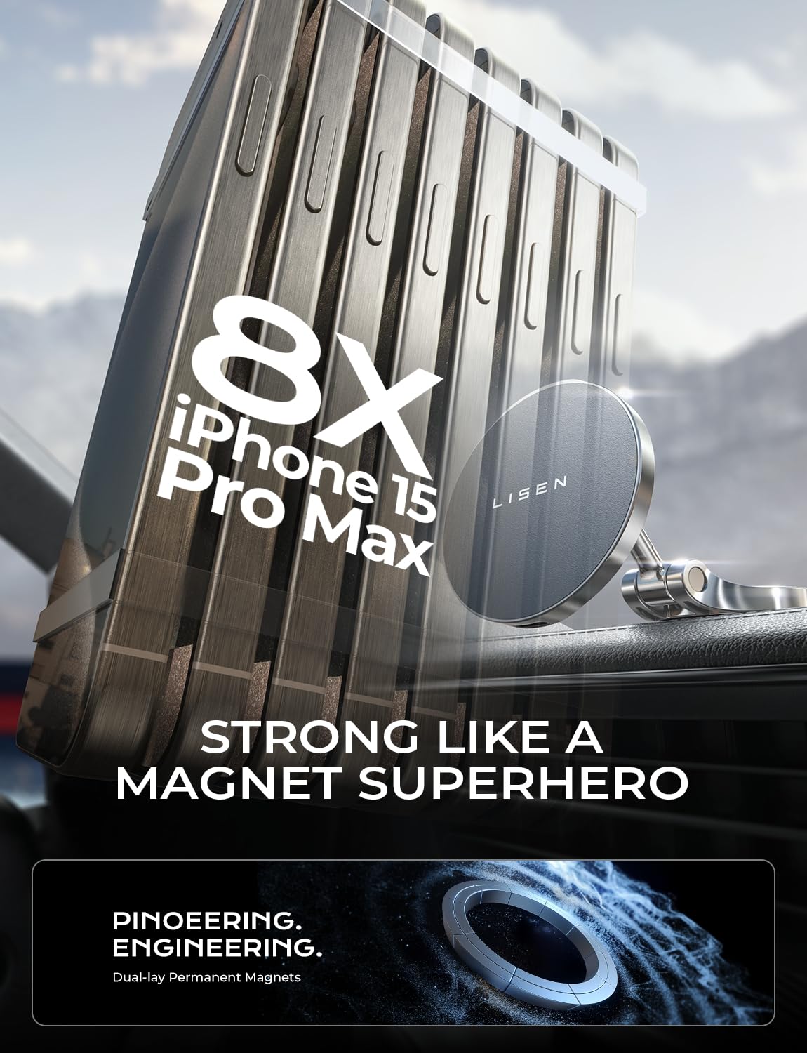 Foto 4 pulgar | Cargador De Coche Lisen Magsafe 15w Inalámbrico Para Iphone - Venta Internacional.