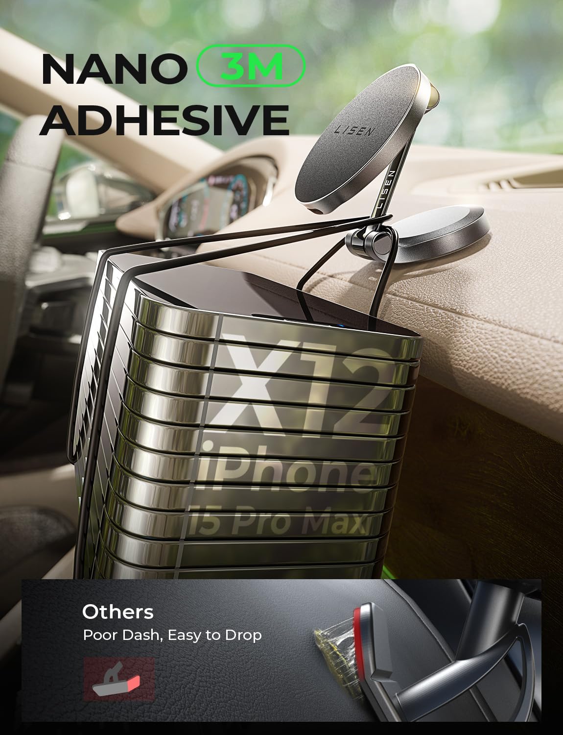 Foto 5 pulgar | Cargador De Coche Lisen Magsafe 15w Inalámbrico Para Iphone - Venta Internacional.