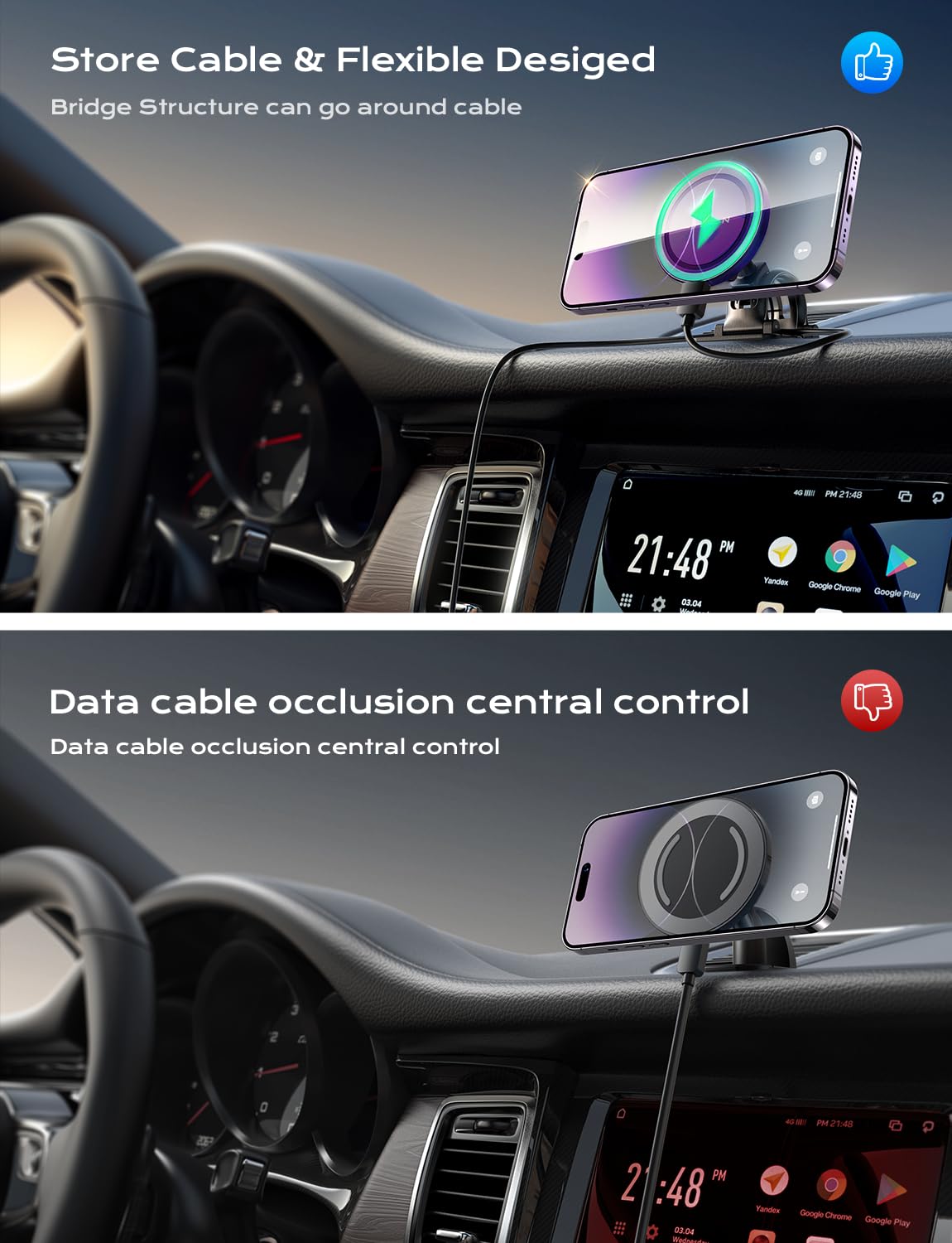 Foto 5 | Cargador De Coche Lisen Magsafe Dash 15w Inalámbrico Morado - Venta Internacional.