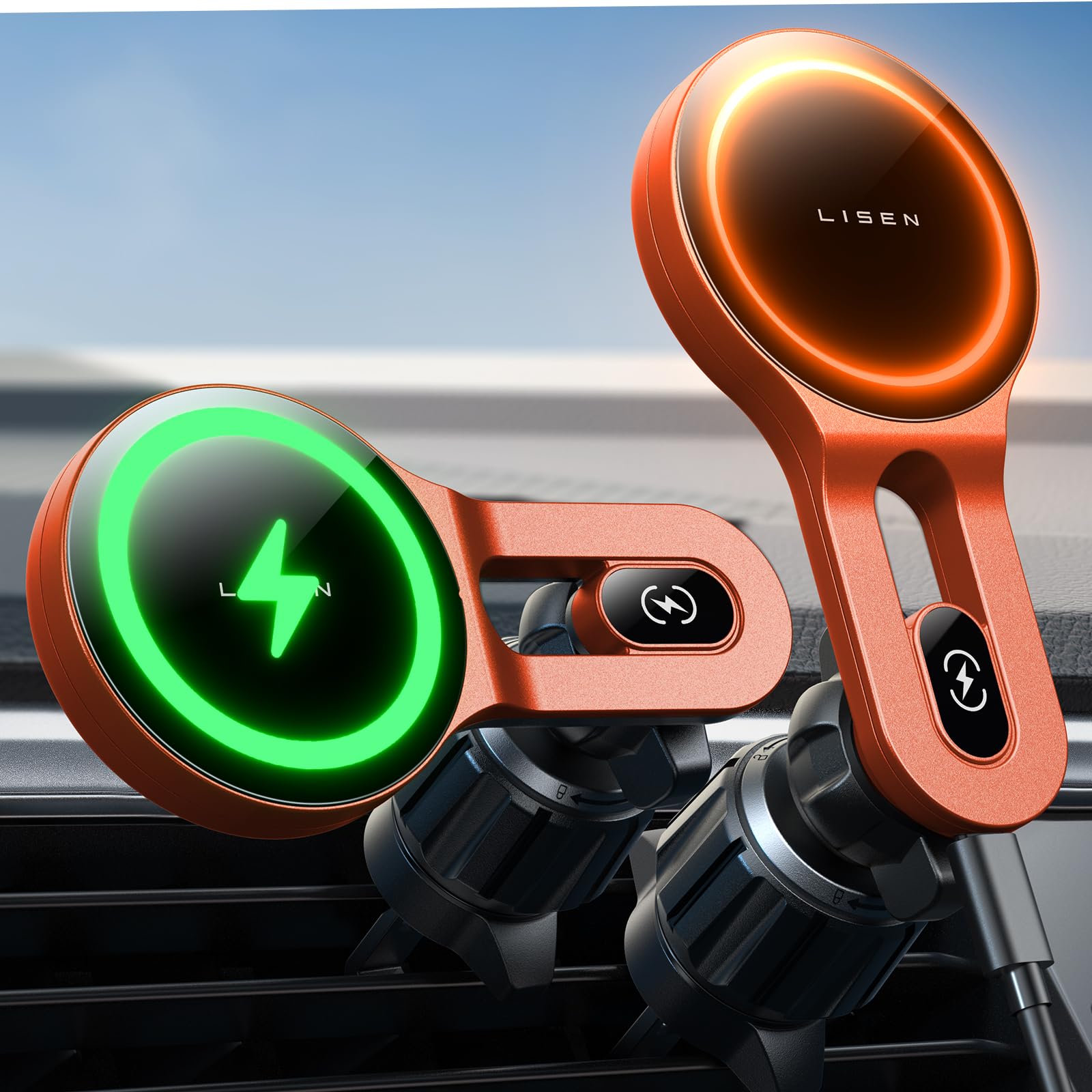 Foto 1 | Cargador De Coche Lisen Magsafe Inalámbrico Magsafe De 15 W Para Iphone, Rojo - Venta Internacional.