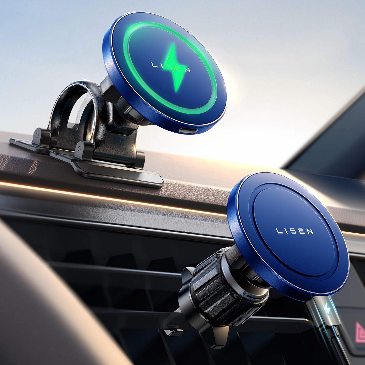 Cargador Inalámbrico De Coche Lisen Para Iphone 15 Con Soporte Para Teléfono - Venta Internacional. $1,056