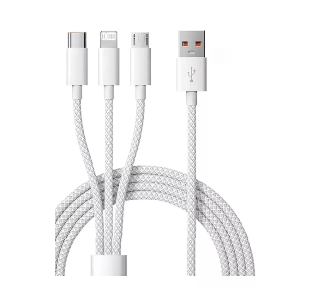 3en1 Cable De Carga Usb Rápida Nailon Para Iphone/tipo-c/usb