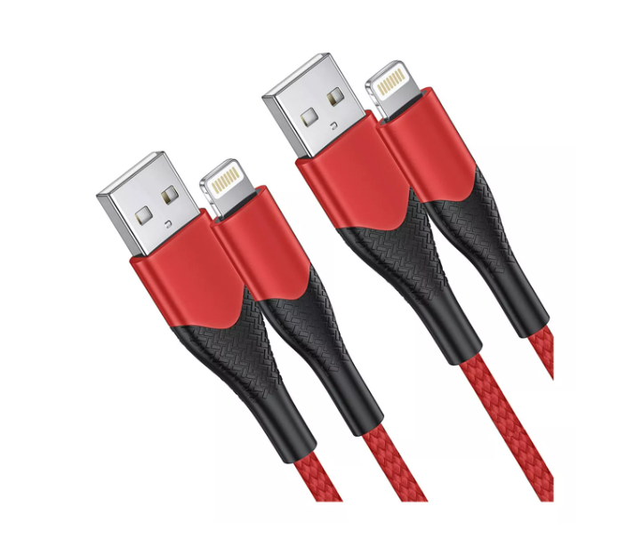 Foto 2 pulgar | Cables De Datos Carga Rápida Para Iphone Rojo 2m 2 Piezas