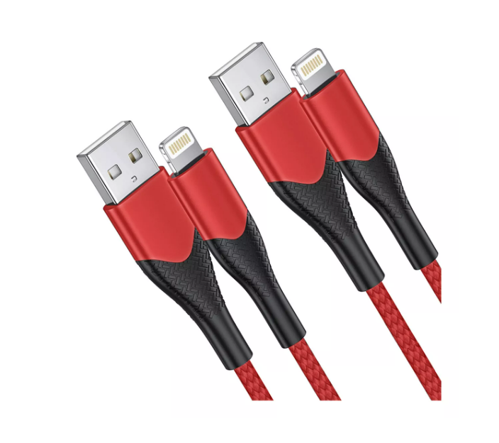 Cables De Datos Carga Rápida Para Iphone Rojo 2m 2 Piezas