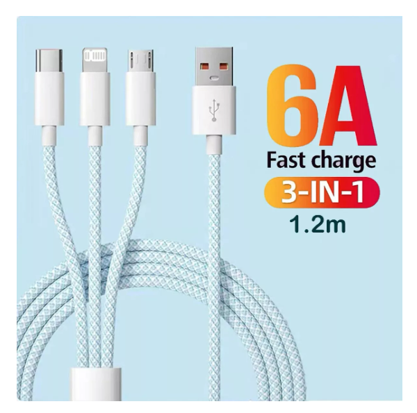 Foto 3 | 3en1 Cable De Carga Usb Rápida Nailon Para Iphone/tipo-c/usb