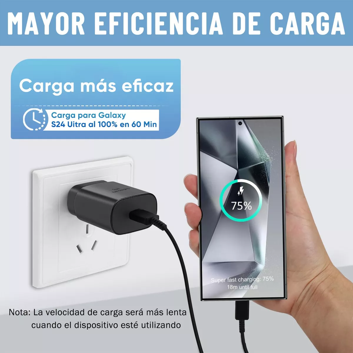 Foto 4 pulgar | Cargador Rápido Tipo C  Con Cable Compatible Con Samsung Eo Safe Imports Esi-16516 Negro