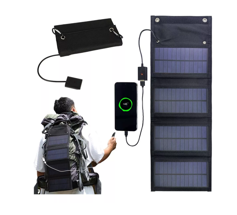 Cargador Solar Panel Para Celular Emergencia Al Aire Libre Color Negro Wünd