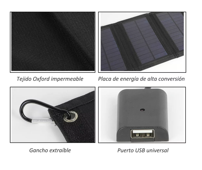 Foto 5 pulgar | Cargador Solar Panel Para Celular Emergencia Al Aire Libre Color Negro Wünd