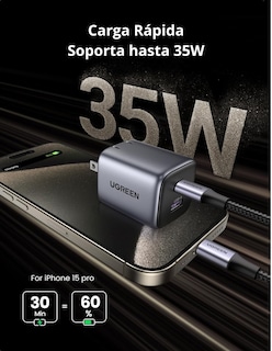 Foto 2 | Cargador 2 En 1 De 35w Ugreen Nexode 1 Usb-c, 1 Usb-a De Carga Rápida
