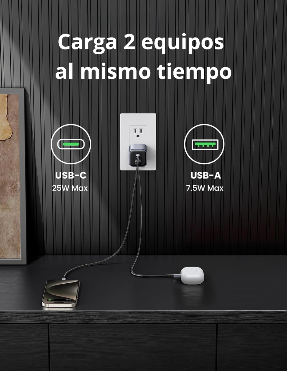 Foto 4 pulgar | Cargador 2 En 1 De 35w Ugreen Nexode 1 Usb-c, 1 Usb-a De Carga Rápida