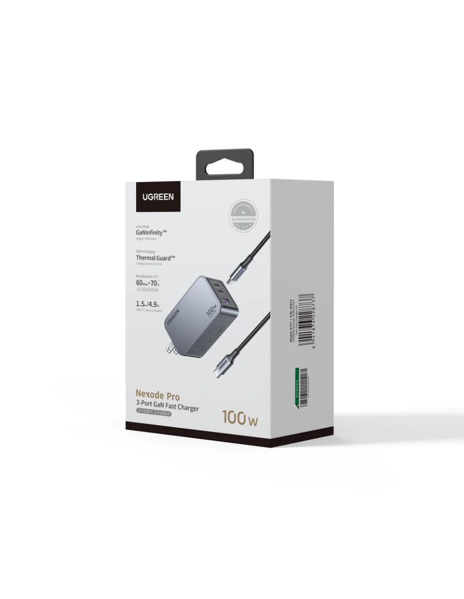 Foto 4 pulgar | Cargador Ugreen Nexode Pro 2 Usb-C, 1 Usb-A 100W con Cable USB-C 1.5m