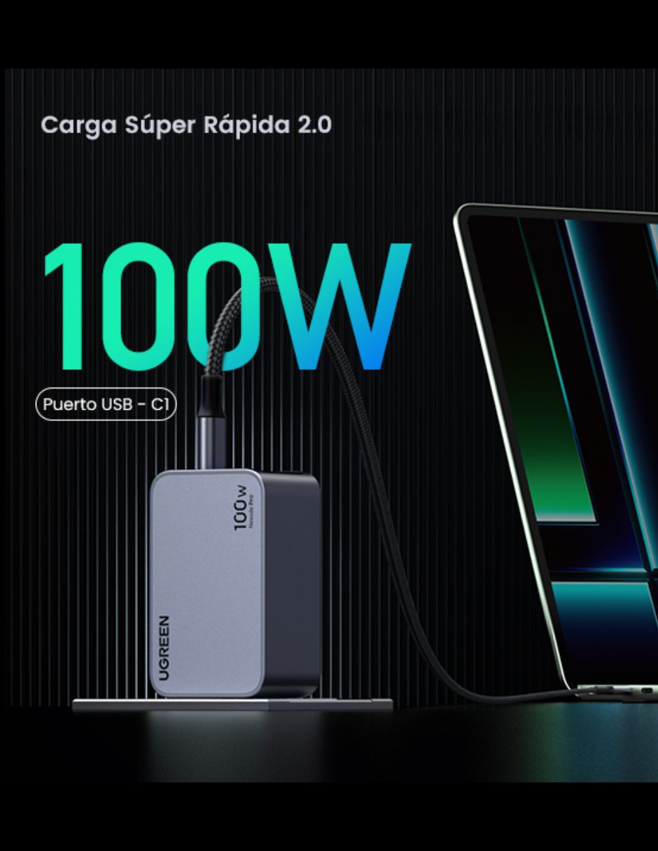 Foto 6 pulgar | Cargador Ugreen Nexode Pro 2 Usb-C, 1 Usb-A 100W con Cable USB-C 1.5m