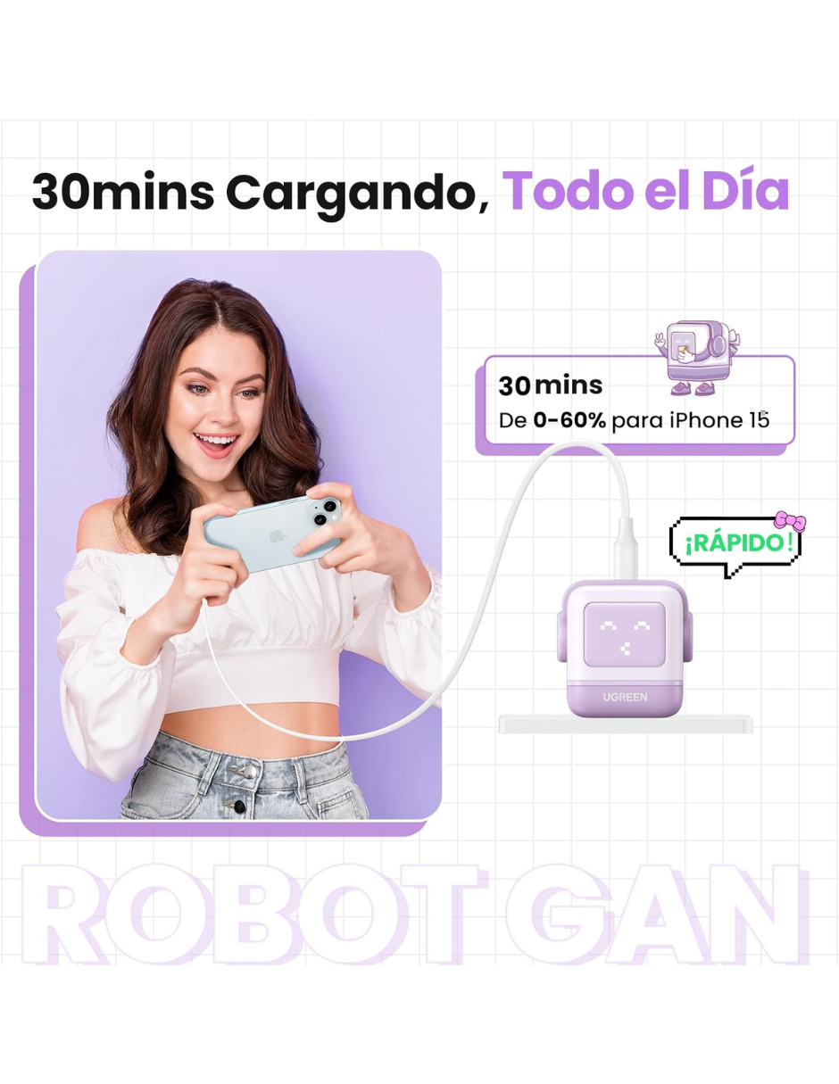 Foto 3 pulgar | Cargador Ugreen Nexode 65w  Tipo C Carga Rápida Ganrobot