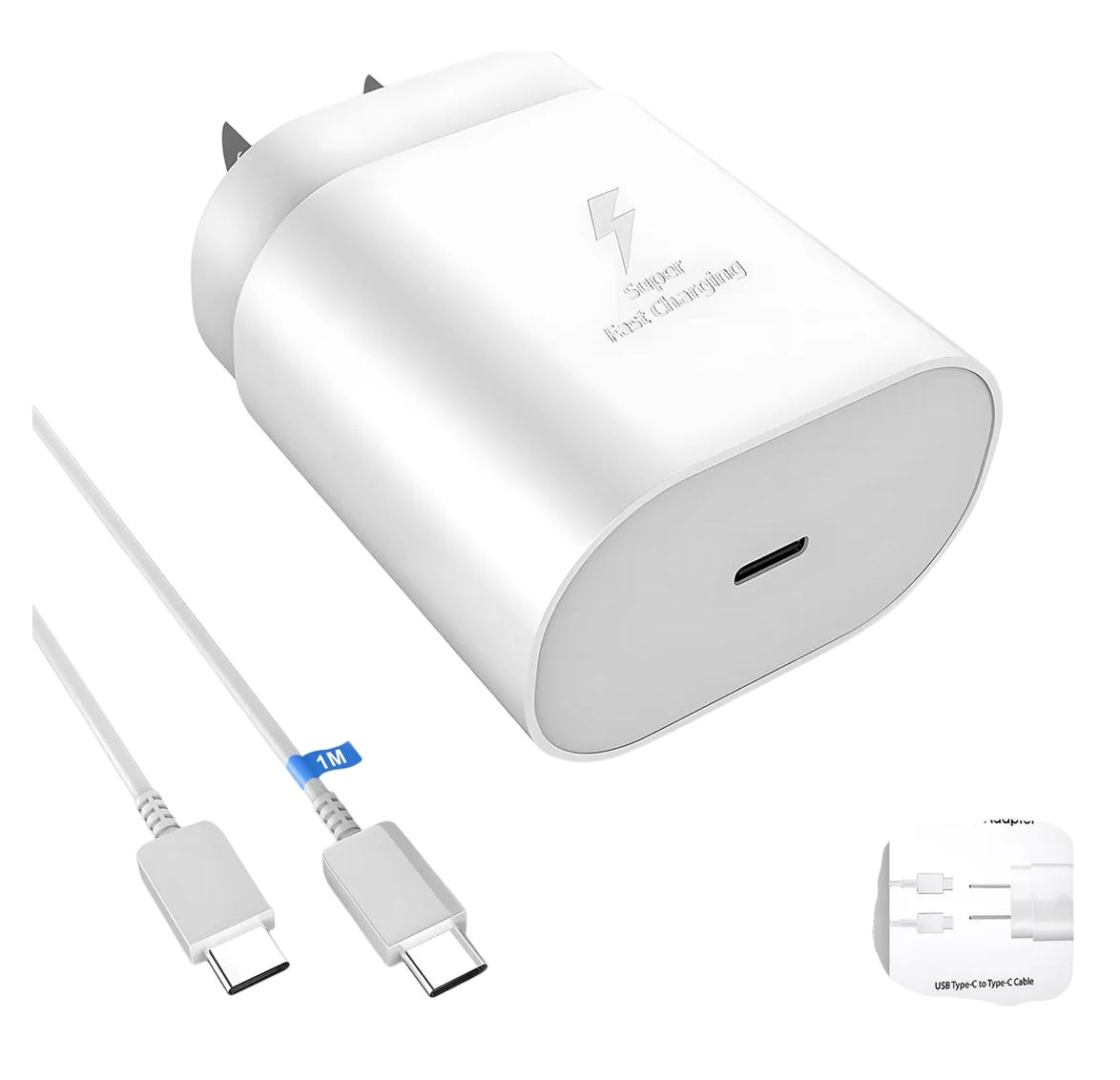 Foto 2 pulgar | Cargador Rápido Tipo C De 25w Para Samsung Galaxy Con Cable Blanco