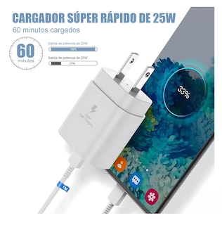 Foto 2 | Cargador Rápido Tipo C De 25w Para Samsung Galaxy Con Cable Blanco