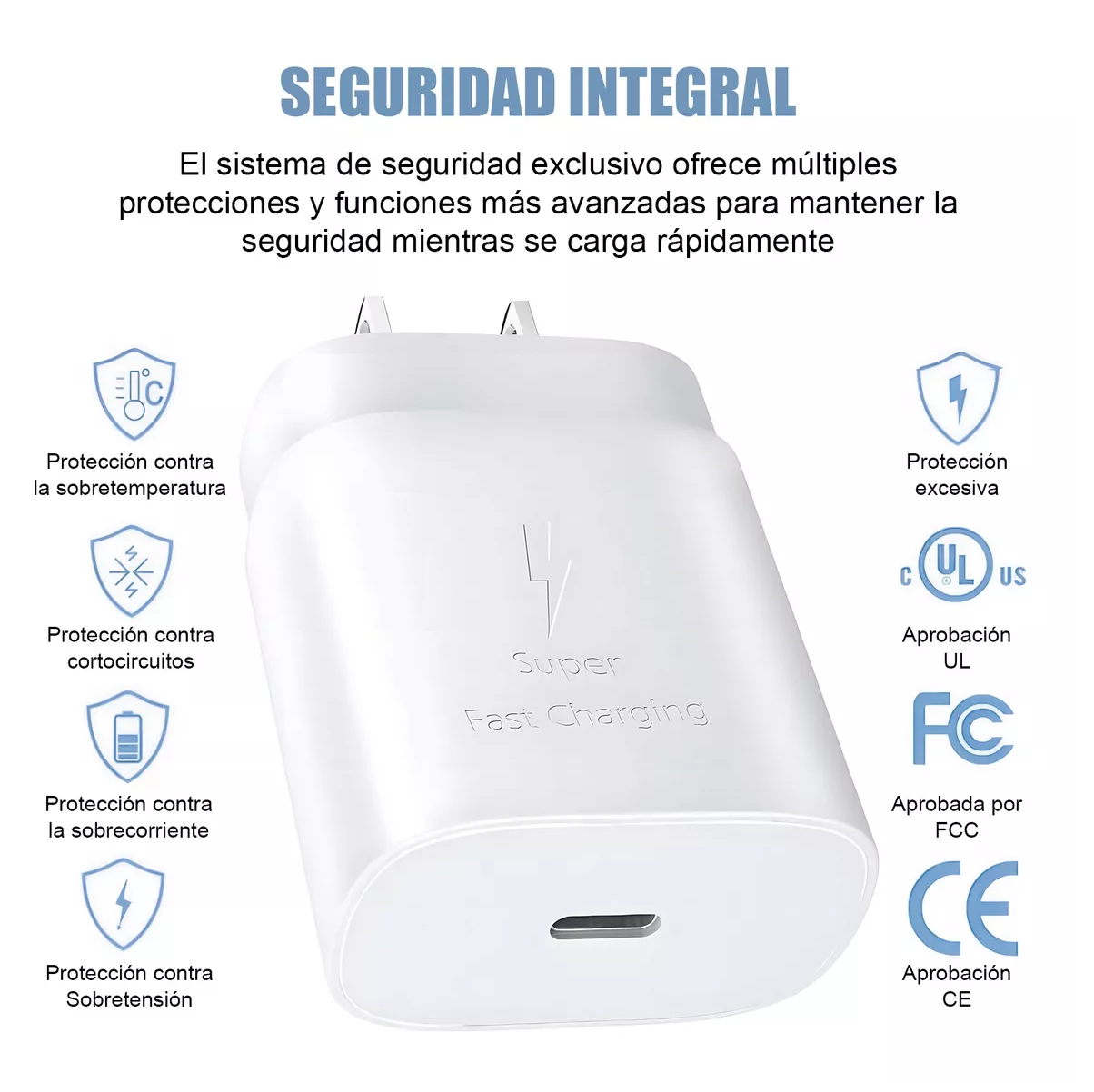 Foto 5 pulgar | Cargador Rápido Tipo C De 25w Para Samsung Galaxy Con Cable Blanco