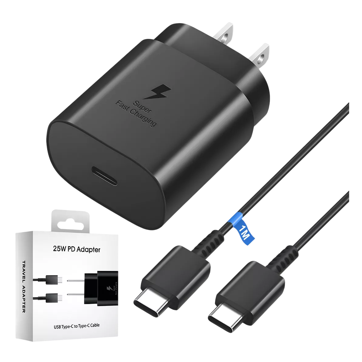Foto 2 pulgar | Cargador Rápido Tipo C De 25w Para Samsung Galaxy Con Cable Negro