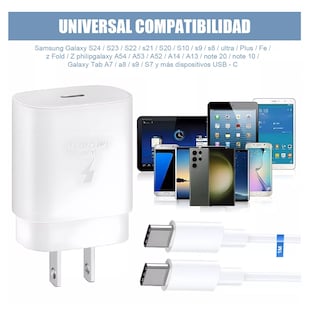 Foto 3 | Cargador Rápido Tipo C De 25w Para Samsung Galaxy Con Cable Blanco