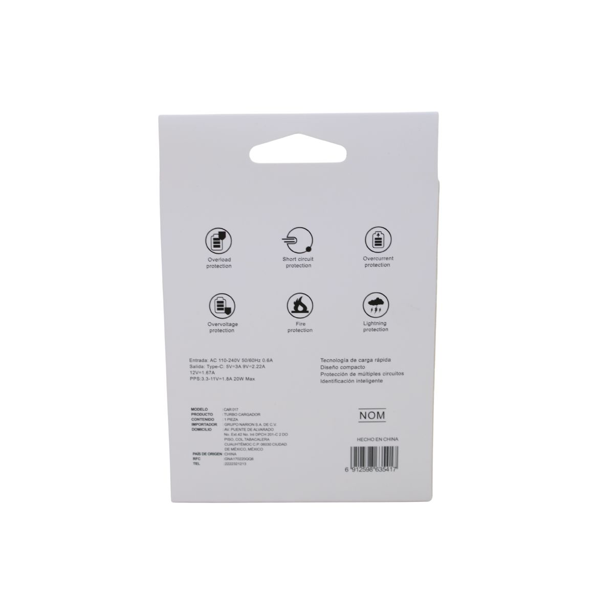 Foto 6 pulgar | Cargador Para Celular De 20 W Entrada Tipo C – C