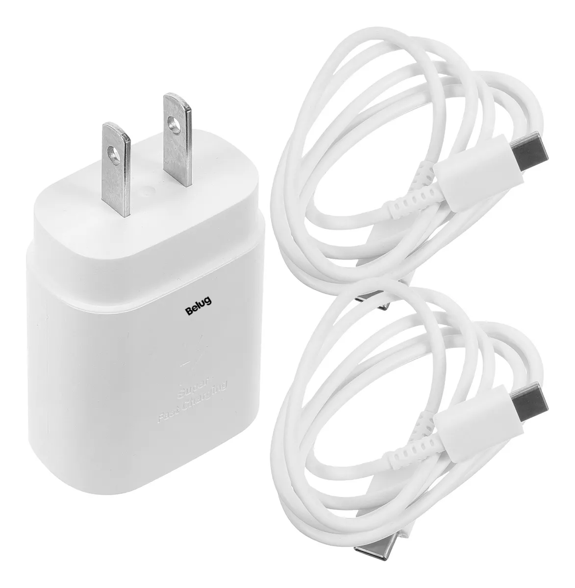 Cargador Rápido Tipo C De 25w Para Samsung Galaxy Con Cable Blanco