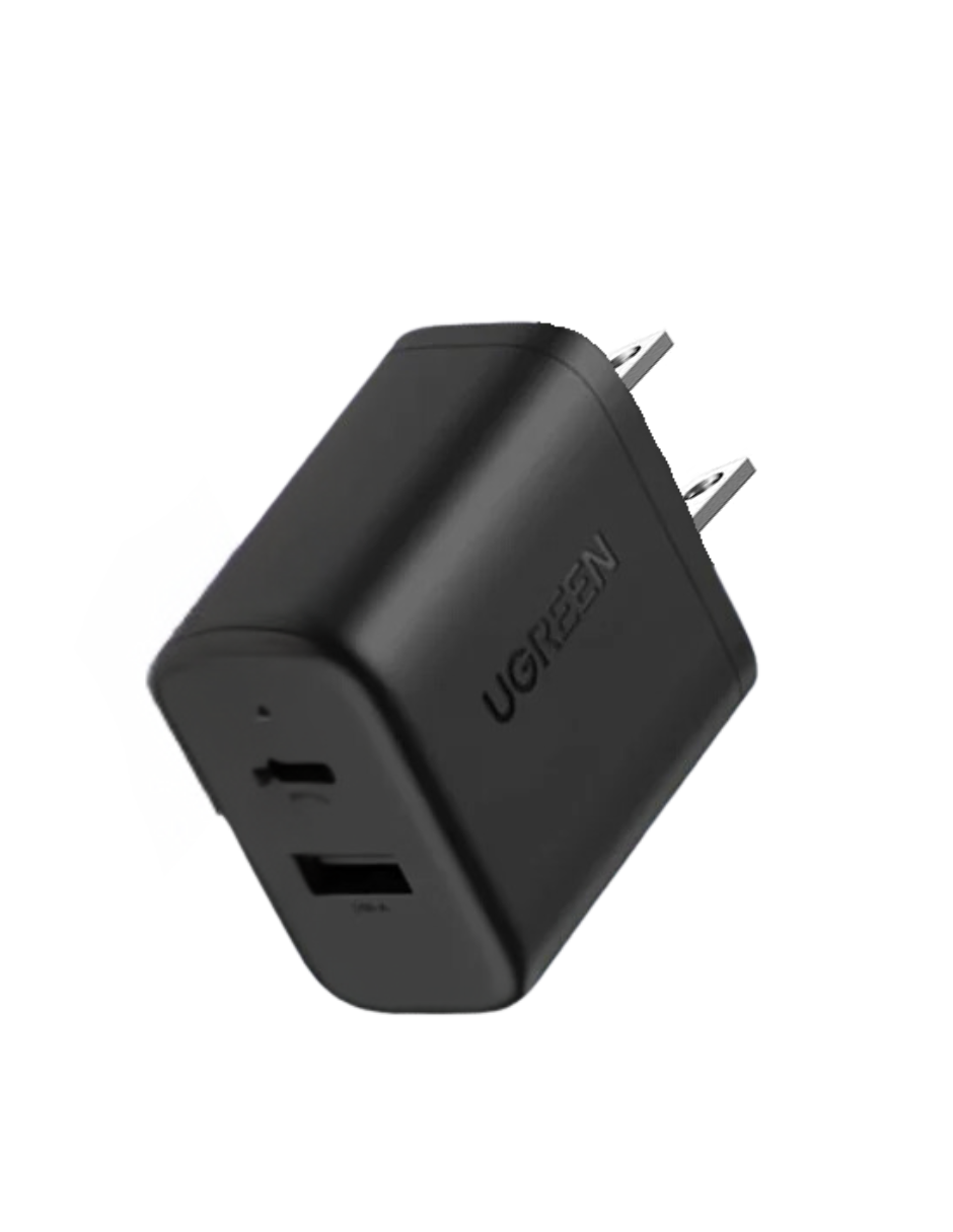 Foto 2 pulgar | Cargador 2 En 1 Ugreen Carga Rápida 20w Negro 1 Usb C, 1 Usb A