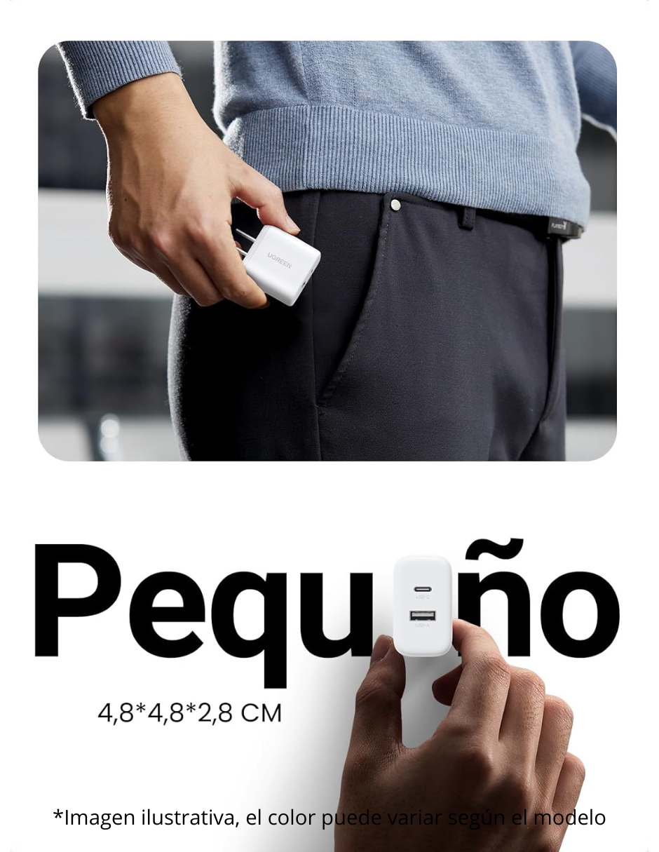 Foto 7 pulgar | Cargador 2 En 1 Ugreen Carga Rápida 20w Negro 1 Usb C, 1 Usb A