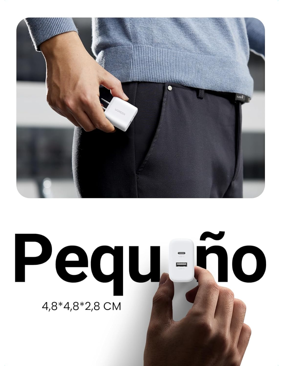 Foto 7 pulgar | Cargador 2 En 1 Ugreen Carga Rápida 20w Blanco 1 Usb C, 1 Usb A