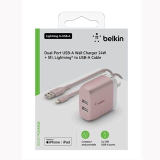 Foto 4 | Cargador De Pared 2 Puertos Lightnig - Usb A Belkin
