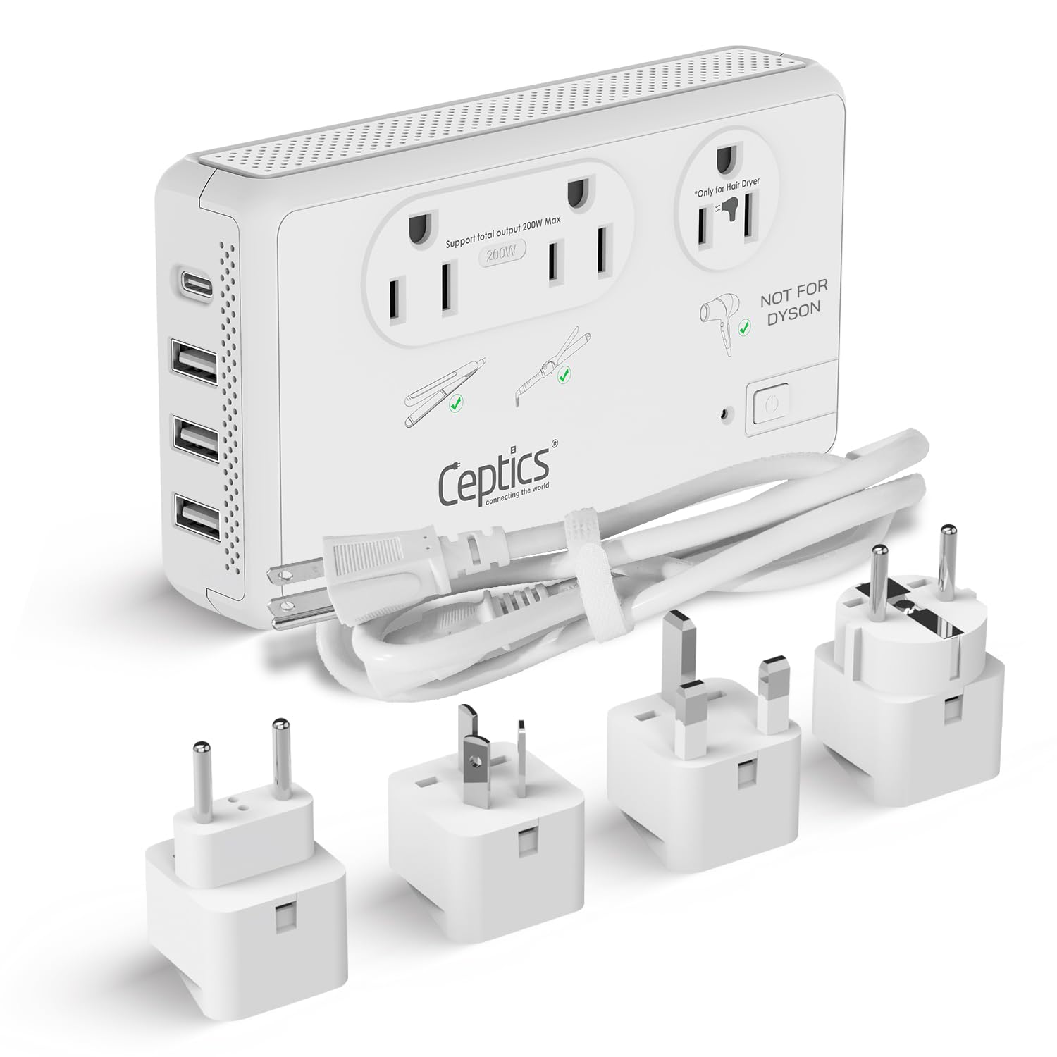 Foto 1 | Convertidor De Voltaje Ceptics De 220 V A 110 V Con Enchufes Tipo C, E/f, G, I - Venta Internacional.