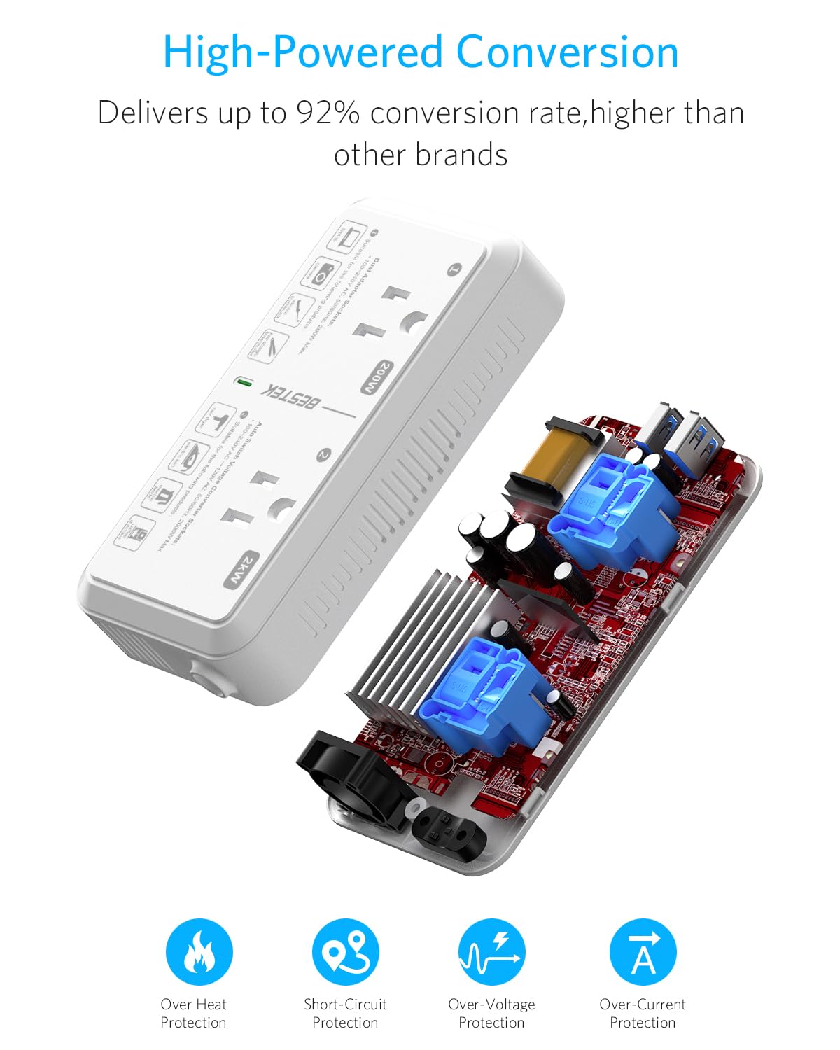 Foto 7 pulgar | Adaptador De Viaje, Convertidor De Voltaje De 220 V A 110 V, 2000 W Con Usb - Venta Internacional.