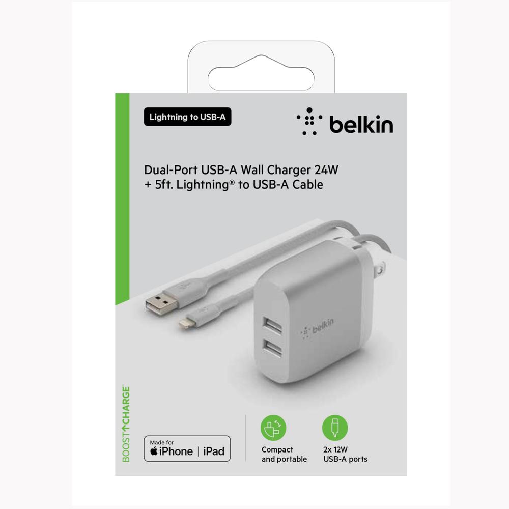 Foto 5 pulgar | Cargador De Pared 2 Puertos Lightnig - Usb A Belkin