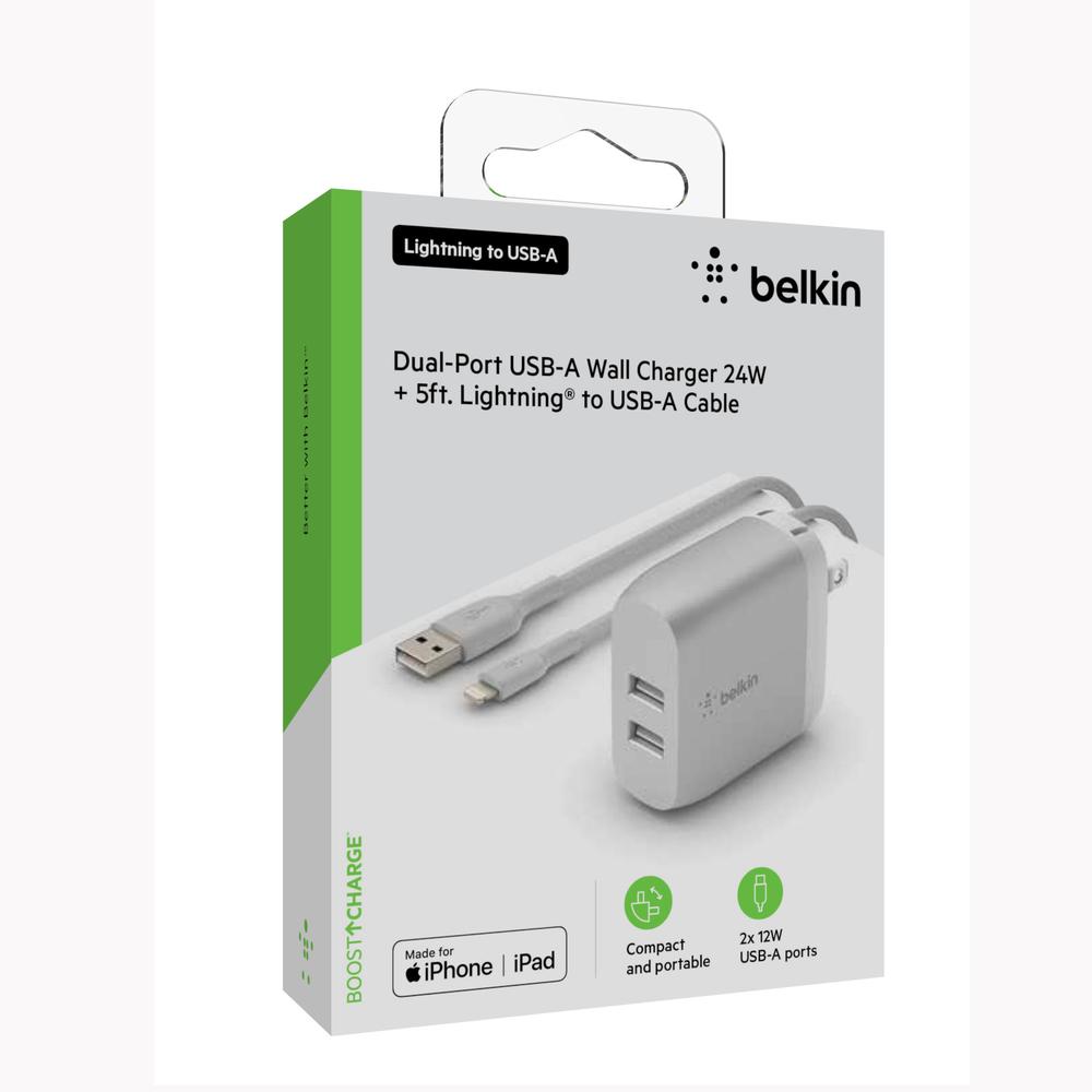Foto 5 | Cargador De Pared 2 Puertos Lightnig - Usb A Belkin