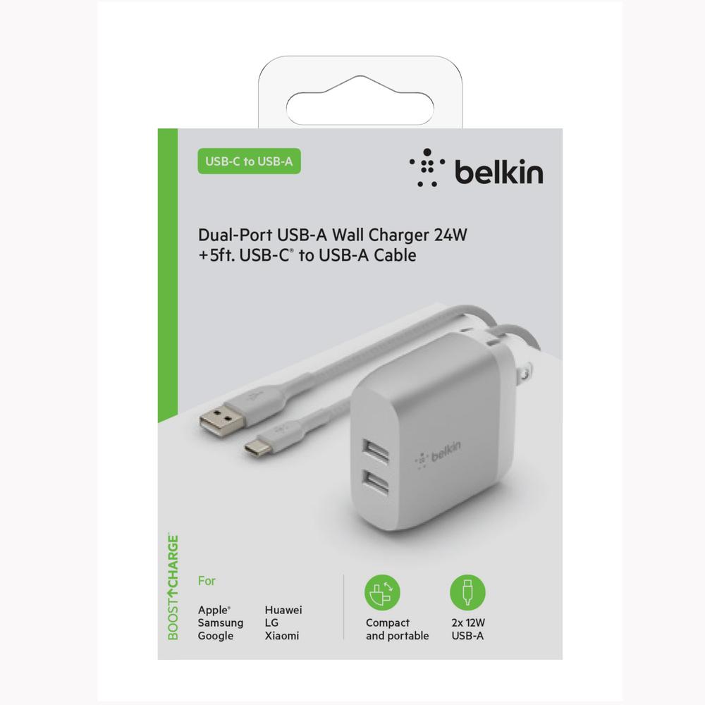 Foto 3 | Cargador De Pared 2 Puertos Usb C - Usb A Belkin