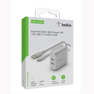 Foto 4 | Cargador De Pared 2 Puertos Usb C - Usb A Belkin