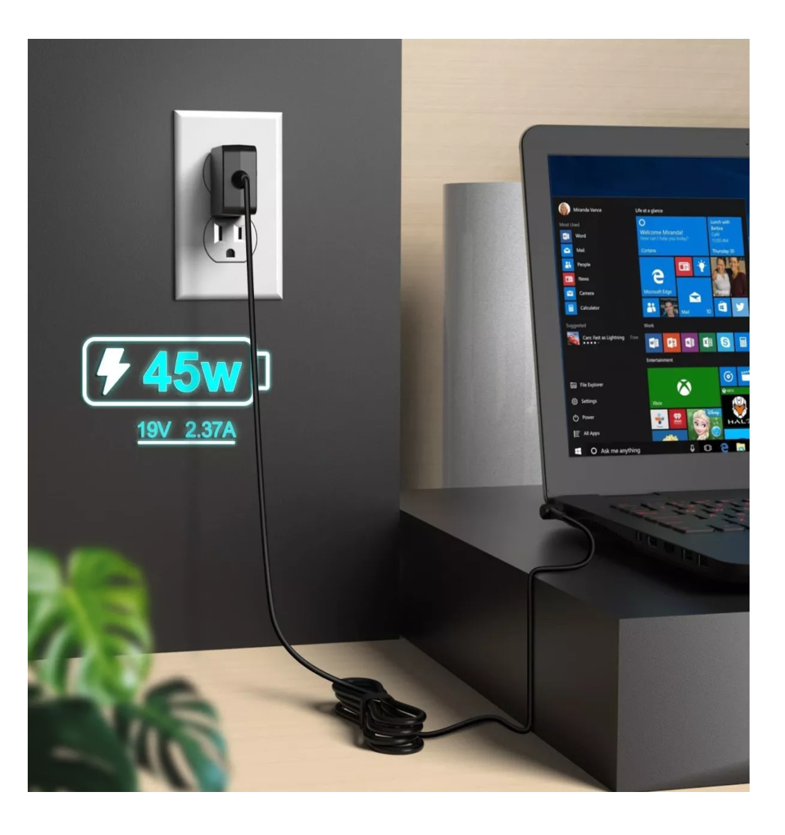 Foto 4 | Cargador Adecuado Para Todos A Sus 19v 2.37a 45w 4.0x1.35, Negro