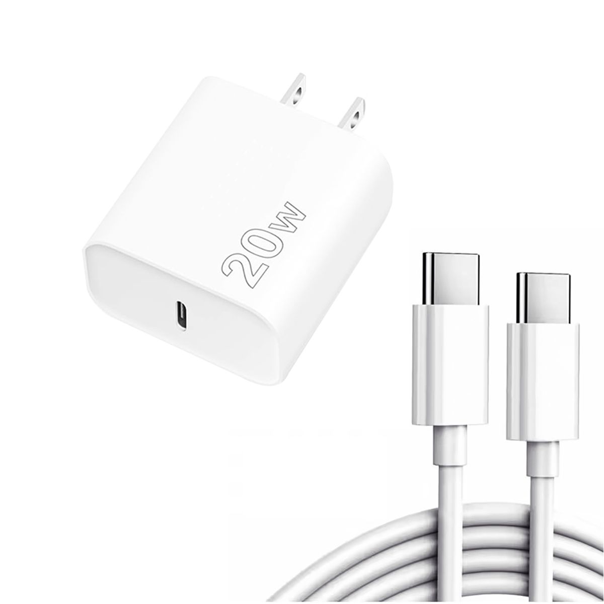 Combo Cable 2mt Y Cargador De 20w Tipo C A Tipo C