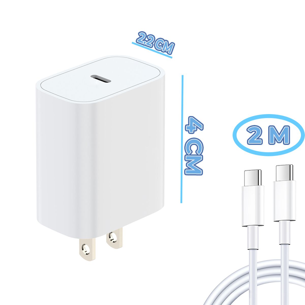 Foto 5 pulgar | Combo Cable 2mt Y Cargador De 20w Tipo C A Tipo C