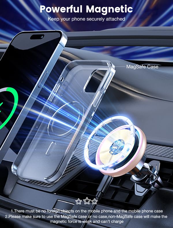 Foto 7 pulgar | Cargador Magnético De Coche Mokpr Inalámbrico De 15 W Para Iphone, Color Rosa - Venta Internacional.