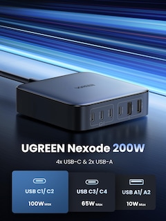 Foto 2 | Cargador Ugreen Usb C Nexode De 6 Puertos Gan De 200 W Para Macbook Pro/air - Venta Internacional.
